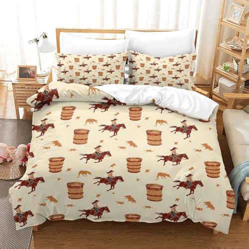 Linge de Lit Hypoallergique Résistante Motif Cowboy 3D Double - 3