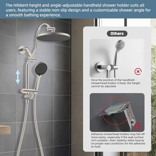 Hibbent 10'' Rain Shower Head Combo, 3 Handheld Sprays, Brushed Nickel - image 7