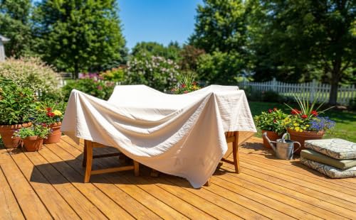 Image of Arka Home Products Dust Sheet Drop Cloth, Canvas (Natural) Protective Furniture Covers - HeavyDuty, Durable, Dust-Proof & Reusable for Painting, Decorating, Storage (10 X 12 Ft (8 Oz))