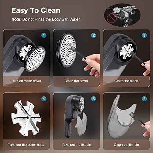 Aparatoo Fusselrasierer Elektrisch, Tragbarer Elektrischer Fusselentferner USB Wiederaufladbar mit LED-Digitalanzeige, 2 Geschwindigkeiten Entfernen für Kleidung, Pullover, Sofa, AP-1, Black829 - Image 8