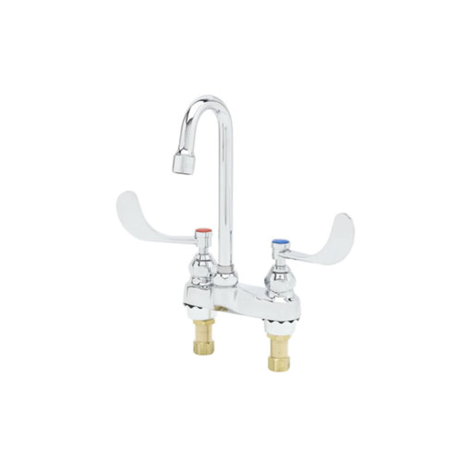 T&S Brass B-0892-M Deck Mount Rigid Gooseneck Aerator Medical Faucet with 4-Inch Wrist Action Handles