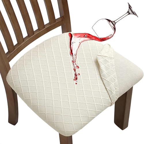 Fuloon Fundas Sillas, Pack de 6 Fundas Sillas Ajustables Impermeable,Fundas para Sillas de Comedor ​​Fácil de Instalar​​ Super Suave Lavables