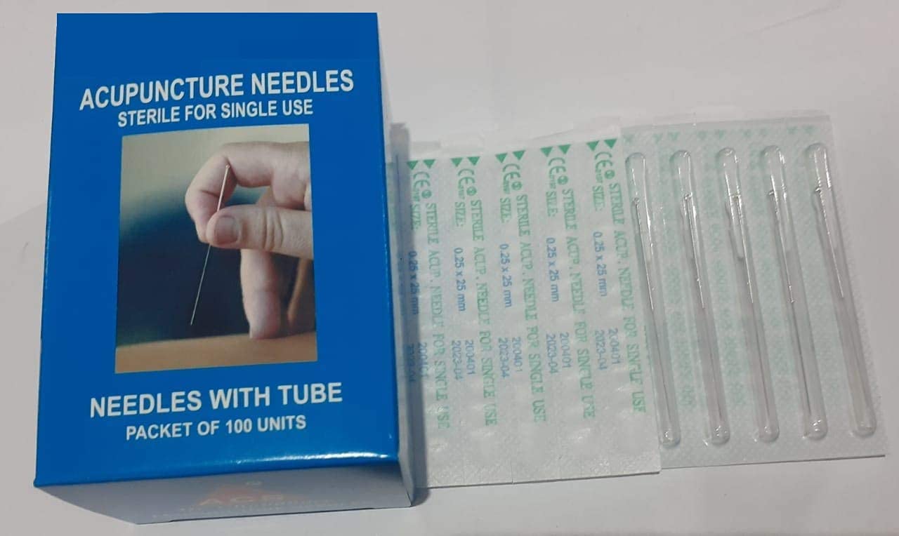 ACP ACUPRESSURE Tube Needles Handle Pack Of 100 Size 25 X 25mm (Set of 10)