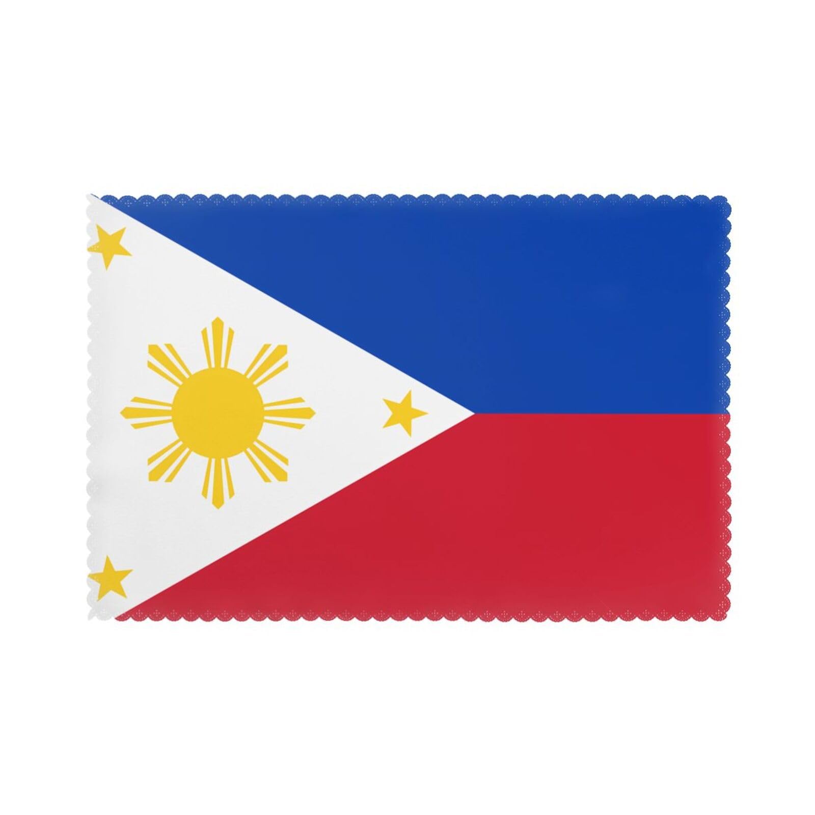 Philippine flag Placemat set of 6, oil-proof and insulated dining table placemats, washable and wipeable.