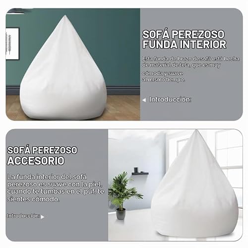Miniatura 5 de Aboofan Funda Interior Para Sofá Perezoso Lavable Sin Relleno 35.43x31.49x31.49 Pulgadas Repuesto Para Bolsa De Forro Pouf Accesorio De Tela Para Hogar