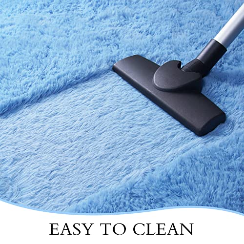 Chicrug Soft Runner Rug For Bedroom Living Room Plush Fluffy Rug 2X6 Feet, Shag Furry Runner Rug Carpet Non Shedding For Nursery Children Kids Girls Room Home Decorative, Cobalt Blue #TOP6