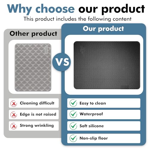 Tapis de litière pour chat double couche imperméable design alvéolé