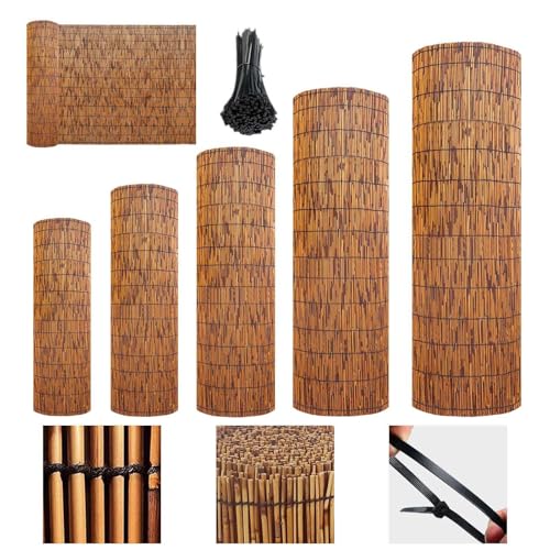 Rollo de valla opaca de bambú natural para patio, rollo de panel de bambú con lazos, fácil instalación, protege la privacidad de miradas indiscretas para cubiertas de valla de patio trasero al aire