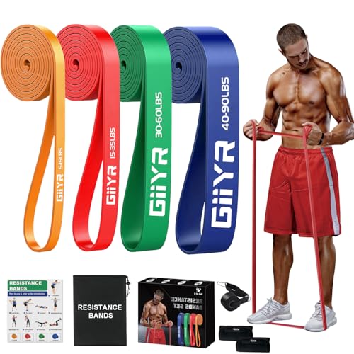 Giiyr Resistance Bands Set for Men & Women - 4 Levels Exercise Band with Door Anchor, Pull Up Bands...