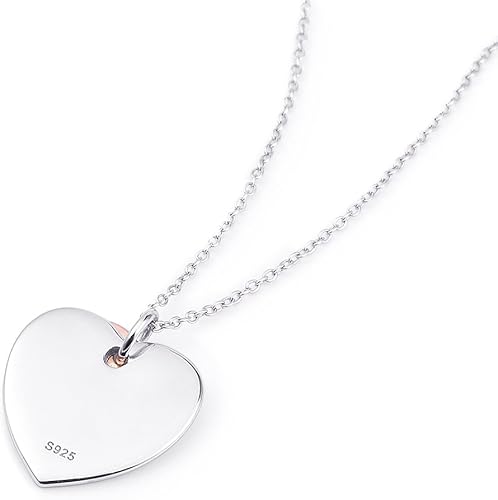 Miniatura 5 de Collar con colgante de corazón de plata de ley para mujer novia hija regalo de graduación 18 pulgadas