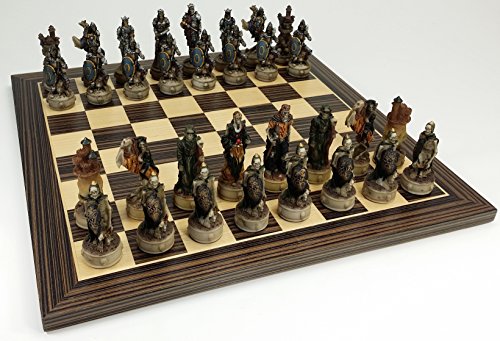 Skeleton Slayer Gothic Fantasy Skull Chess Set W/ 14" Ebony & Maple Veneer Board #TOP1