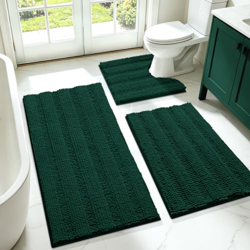 Christmas Striped Bathroom Rug Set