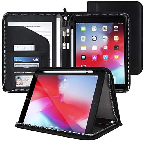ROOCASE Wilshire Case - iPad Air (3rd Gen) 10.5 2019 / iPad Pro 10.5 2017 Executive Portfolio Case - Magnetic iPad Case, Organizer, Apple Pencil Holder for iPad Air 10.5 3rd Gen 2019, Black