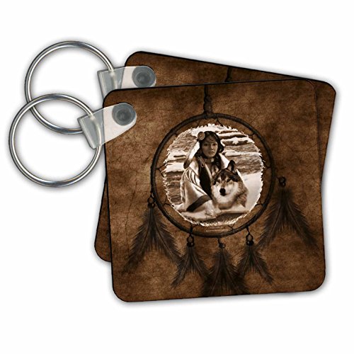 Porte-clés loup Native American Wolf par 3drose en lot de 2
