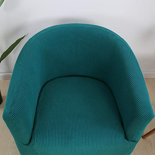 Image of SearchI Club Chair Slipcover Stretch Barrel Chair Covers Jacquard Tub Chair Slipcovers Spandex Armchair Sofa Cover Removable Couch Furniture Protector Arm Chair Cover for Living Room(Emerald Green)