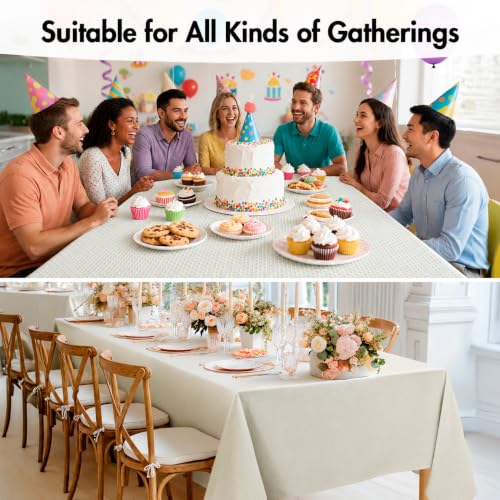 MIULEE Ivory Linen Cotton Table Cloth Rectangle Tablecloth Spring Waterproof Spillproof Cross-Star Textured Table Cltoth Decorative Farmhouse Style for Dining Party Weddings 60x120 Inch by MIULEE - Used condition - Image 6