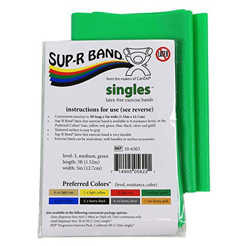 Cando 10-6303 Sup-R Latex Free Exercise Band, 5' Singles, Medium, Green #TOP5