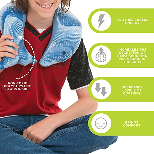 Manimo Weighted Stuffed Animal For Kids - Lap Pad Sensory Tool - Perfect For Home, Schools, Kindergartens, Daycares (4.4 Lb, Blue) #TOP2