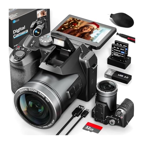BJdfgE Appareil Photo numérique 4K 64MP 16X, Appareil à Bascule, adapté aux débutants en Photographie, Facile Prendre Main et Utiliser