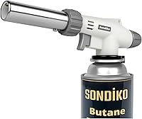 Sondiko Dual Flame Butane Torch Lighter Head - Adjustable 1300°C Flame for BBQ Grilling, Creme Brulee, Soldering (Fuel Not Included)