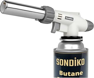 Sondiko Dual Flame Butane Torch Lighter Head - Adjustable 1300°C Flame for BBQ Grilling, Creme Brulee, Soldering (Fuel Not Included)