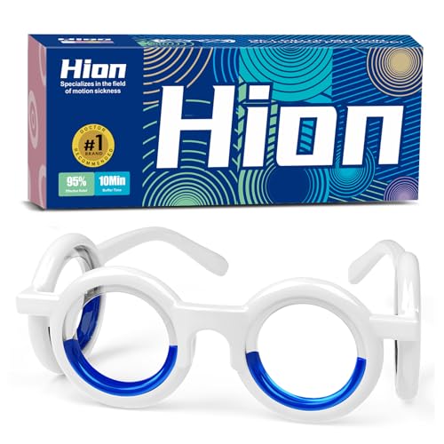 Image of Hion Motion Sickness Glasses Relieve Carsickness Airsickness Seasickness Glasses No Lens Liquid Glasses for Adults or Kids(1Pair Without Bags)