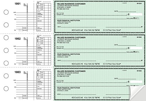 Business Checks, 3 to a Page Green Safety Multipurpose Checks, 300 Duplicate Checks