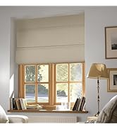 BERISSA Custom Blackout Roman Shades – Thermal Insulated Room Darkening Window Blinds (Linen Beige)