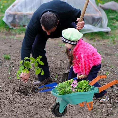 Qtioucp Kids Gardening Tools Outdoor Toys Set Backyard Play with Wheelbarrow Educational STEM Learning Pretend Toys Outdoor Indoor for Toddlers Kids Boys Girls (Green2) - 2