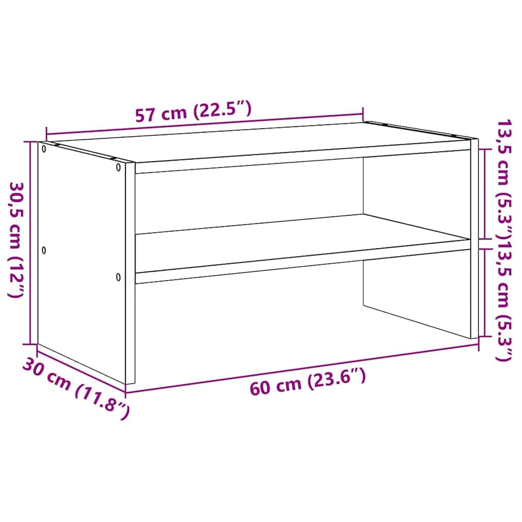 Schuhregal Sonoma-Eiche stapelbar 60x30x30,5 cm Holzwerkstoff platzsparendes Aufbewahrungssystem für Flur Eingangsbereich Garderobe
