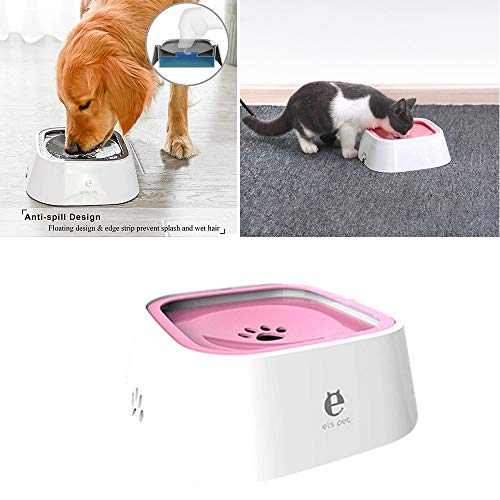 Lz Pet Floating Water Bowl,1.5L Smart Dog Bowl Pet Anti Splashing Bowl Not Weting Mouth Cat Water Dispenser Pink