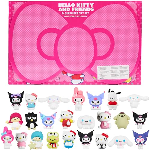Hello Kitty Sanrio Set de Figuras 3D 24 Piezas, Mini Figuras