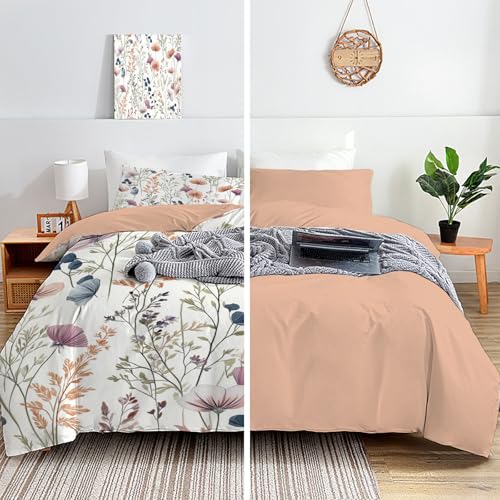 Housse de couette fleurs 140x200cm infroissable avec zip pratique
