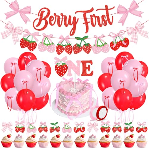 50% Off Strawberry First Birthday Decor with Balloons & Banners
