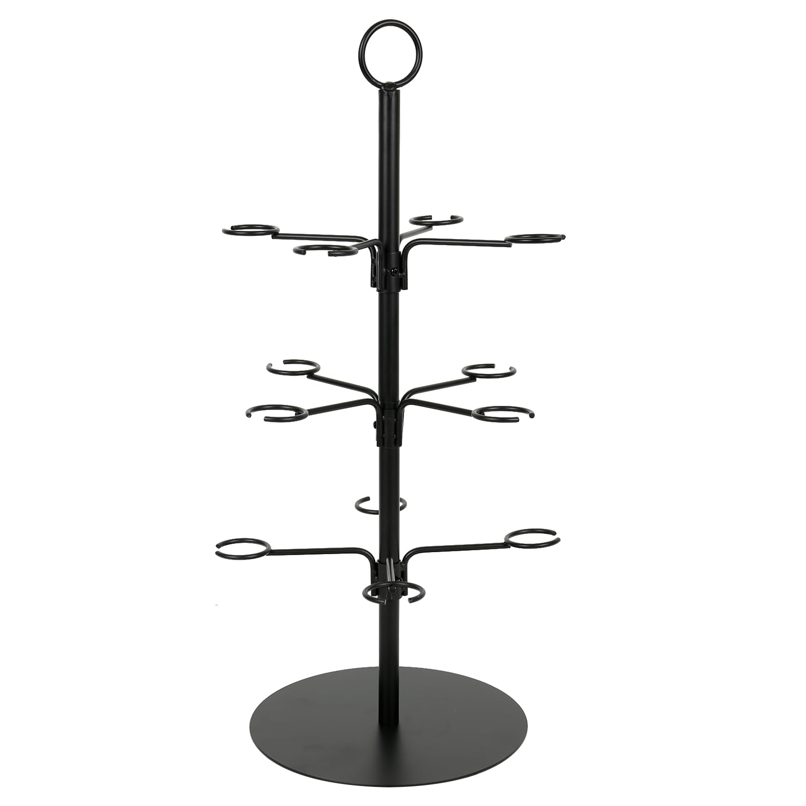 Portabicchieri per cocktail, in metallo, per cocktail, 12 bicchieri da vino, per cocktail, Martini, champagne (nero, 3 piani)