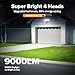LUTEC 80W 9000LM LED Security Light Motion Sensor Outdoor Lights, 4 Head LED Flood Lights Outdoor 5000K Daylight, IP65 Waterproof, Motion Detected Lights for Outside, House, Garage, Yard (Black)