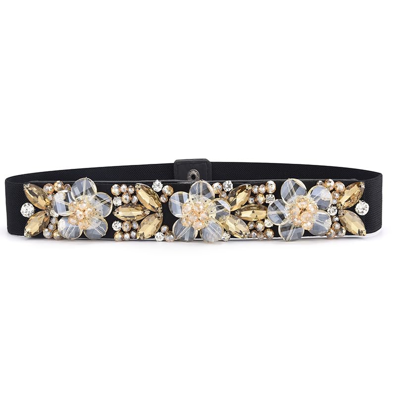 CHANYI Ceintures habillées pour femmes Ceinture élastique en strass tressée pour femme