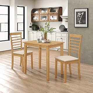 Hallowood Furniture Ledbury Small Solid Wooden Dining Table & Chairs Set of 2 in Oak Finishing  Space Saving Kitchen Table and Chair for Dining Room, Hallway, Living Room and Café  Breakfast Table