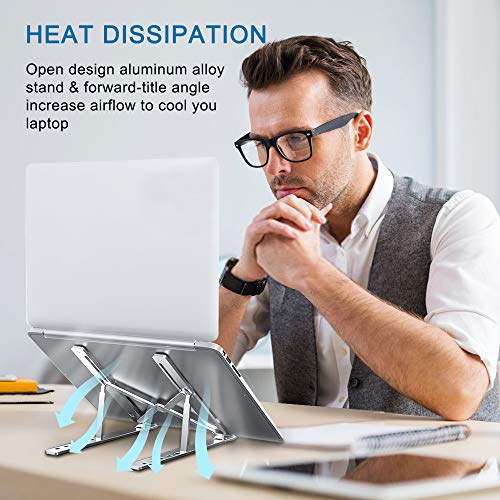 Supporto PC Portatile, Angolazione Regolabile Portatile Pieghevole PC Stand, Alluminio Ventilato Supporto per MacBook/iPad Laptop/dell/Lenovo/HP/Altri 10-17.3
