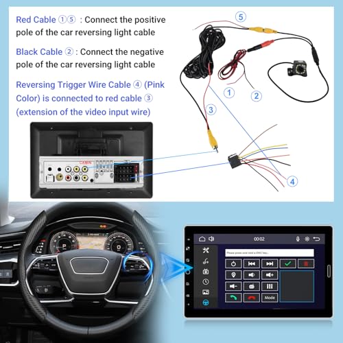 10.1 inch Single Din Car Stereo with Wireless Carplay 10 inch Touchscreen Radio Support AM FM Radio/YouTube Video/Car Play/Android Auto/Bluetooth/SWC + Backup Camera + Mic