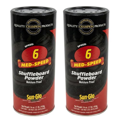 Sun-Glo Shuffleboard Powder Speed #6 (Medium Speed) – Slow Speed for Small Tables (9-12 Ft) & Beginners – 16 oz Shaker Can (2-Pack)