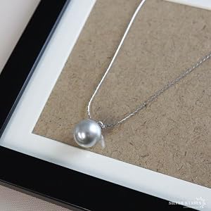 Amazon | [silver KYASYA]一粒グレーパールネックレス 12mm 大きめ