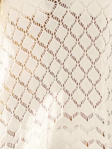 CUPSHE Women Crochet Swim Coverup V Neck Hollow Out Casual Loose Beach Coverup Dress3