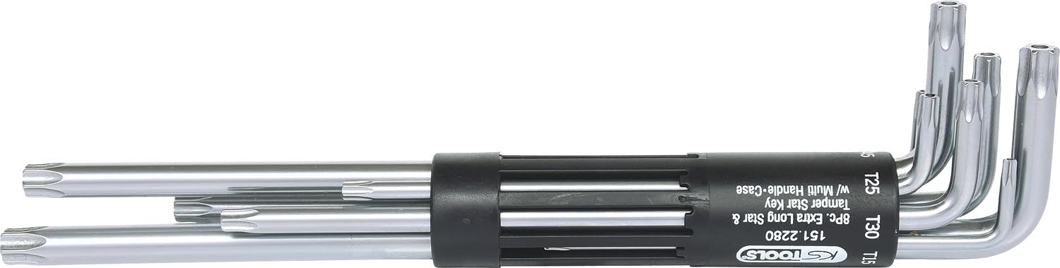 KS Tools 151.2280 3 in 1 Zestaw kluczy imbusowychTorx z otworem, 8-szt, TB10-TB50