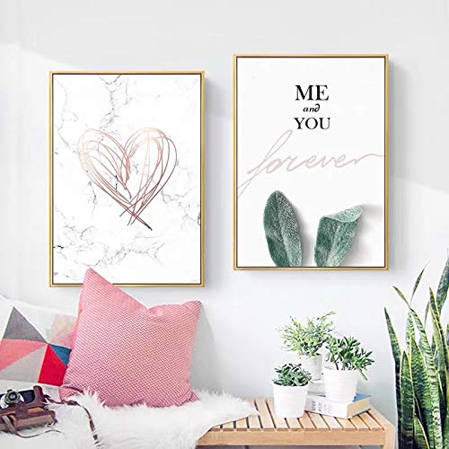 Toile ME&YOU rose et vert plante : l'art abstrait pour instaurer le calme dans votre chambre
