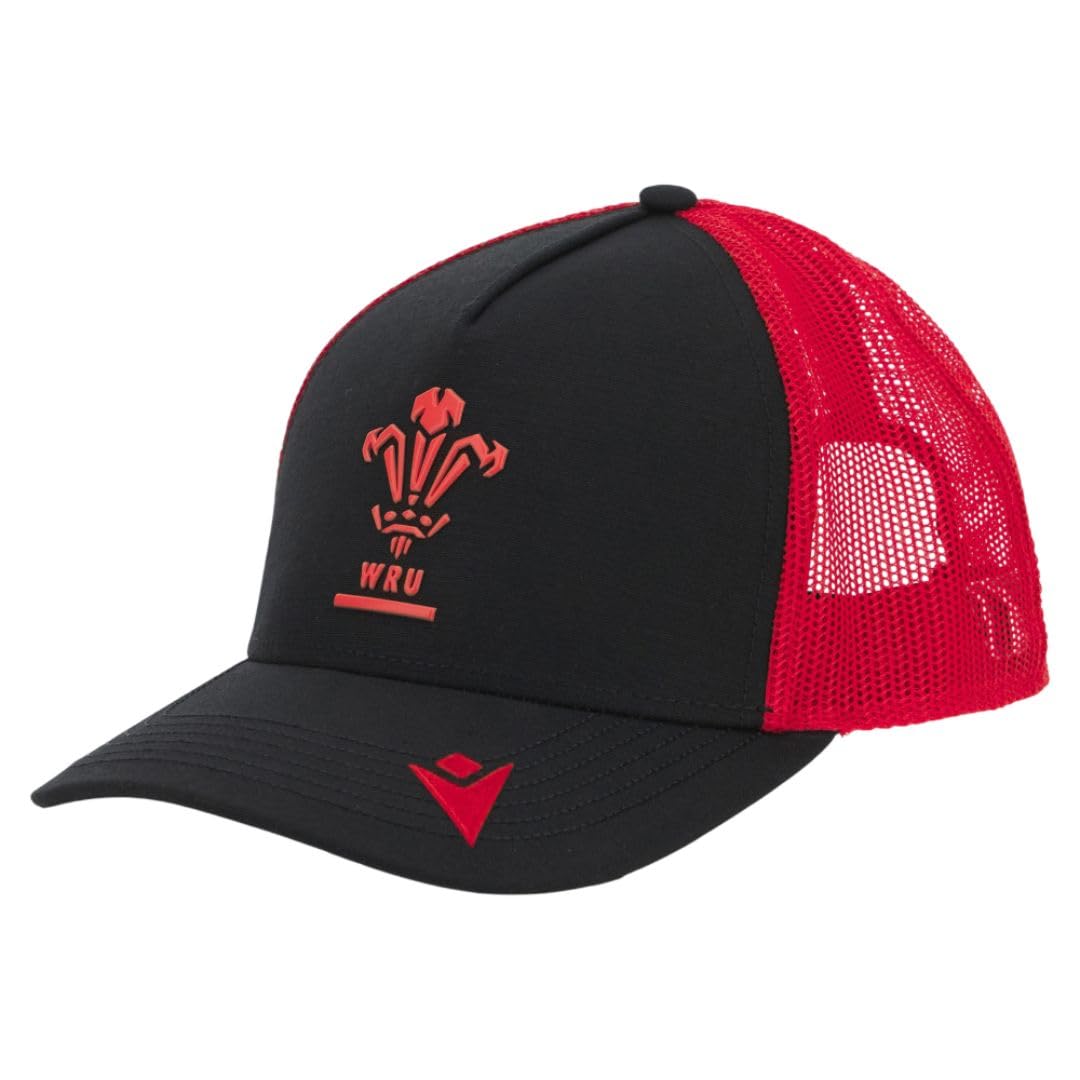 Macron Unisex Black Wales Wru 2025/26 Trucker Cap