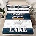 Lake Life Fitted Sheet Full Size Kids Lake House Bedding Set for Boys Teens Camping Rustic Wooden Bed Sheet Set Breathable Paddle Bed Cover Room Decor Farmhouse Decor