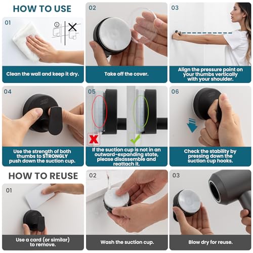 Image of TAILI Suction Cup Hooks for Shower, Removable Towel Hooks for Bathrooms
