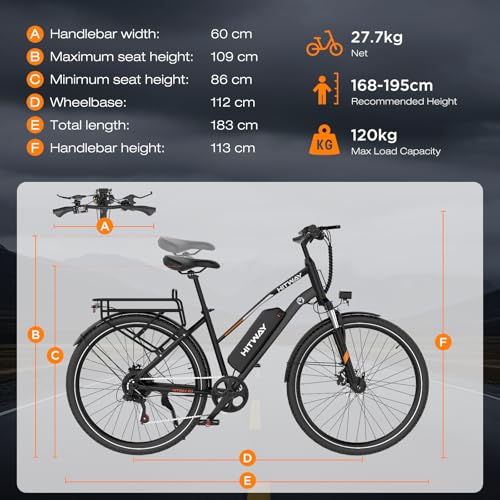 HITWAY 28\ E Bike, Elektrofahrrad Trekkingrad E-Bike Herren Damen mit 36V 468Wh Akku,50-100km Reichweite, 250W Motor, E-Fahrrad mit 7-Gang-Getriebe, Pedelec Citybike EBike für Erwachsene