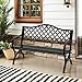 MFSTUDIO 50' Black Outdoor Metal Garden Bench with Arch Legs, Cast Iron Frame Patio Furniture with E-Coating, Perfect for Porch and Yard